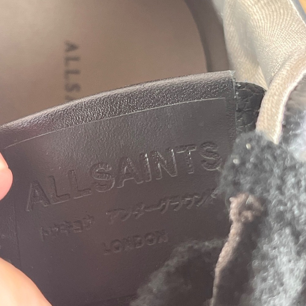 AllSaints Regan Men's Sneakers US 10 Black Leather Suede Monochrome Streetwear - Picture 10 of 10